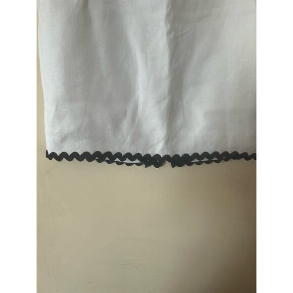 J Crew Pencil Midi Skirt 100% Linen Size 12 White w/ Navy Rickrack Trim Worn 1X - Picture 4 of 10